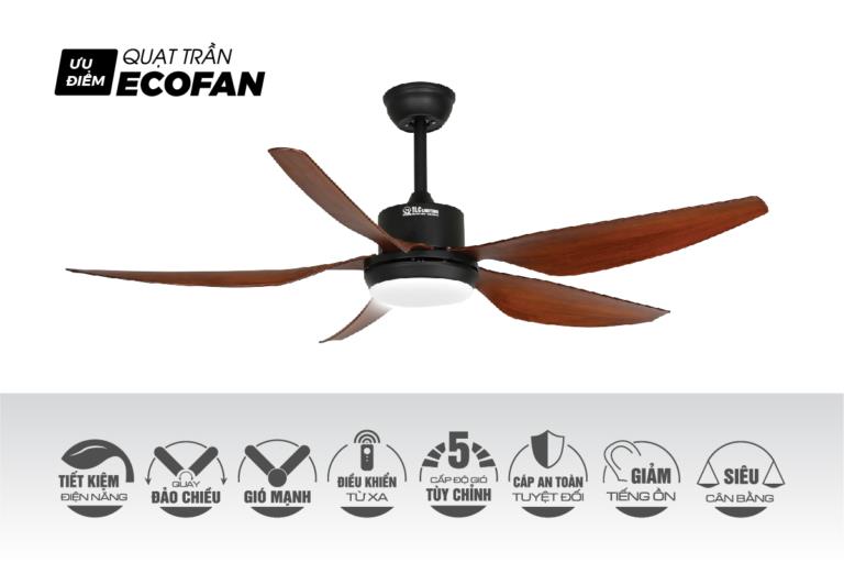 Quạt trần TLC ECOFAN Sapphire–Cánh vân gỗ 